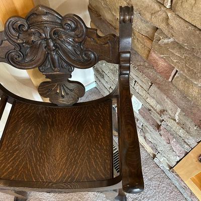 ANTIQUE CARVED ARM CHAIR FIT FOR THE KING OR QUEEN IN YOUR HOME