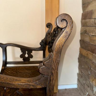 ANTIQUE CARVED ARM CHAIR FIT FOR THE KING OR QUEEN IN YOUR HOME