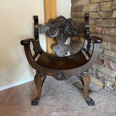ANTIQUE CARVED ARM CHAIR FIT FOR THE KING OR QUEEN IN YOUR HOME