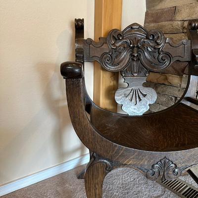 ANTIQUE CARVED ARM CHAIR FIT FOR THE KING OR QUEEN IN YOUR HOME