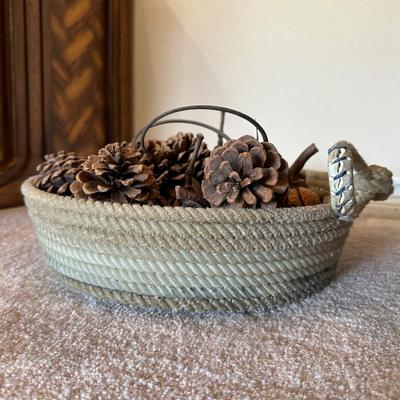 ROPE WRAPPED TABLE LAMP AND BOWL