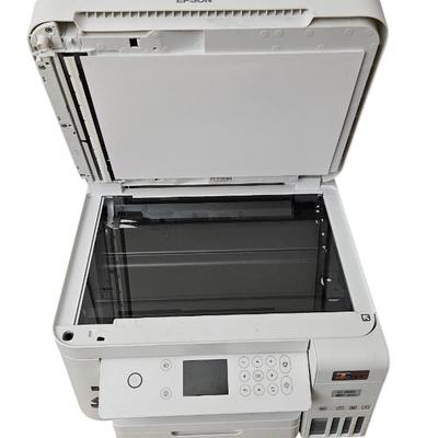 Epson Printer with Black Desk Lamp