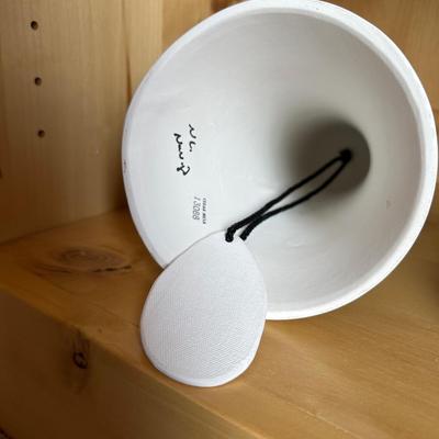 SIGNED CLAY WIND CHIME AND BOWL