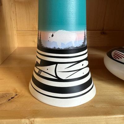 SIGNED CLAY WIND CHIME AND BOWL