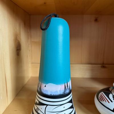 SIGNED CLAY WIND CHIME AND BOWL