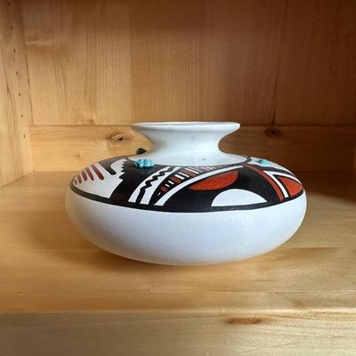 SIGNED CLAY WIND CHIME AND BOWL