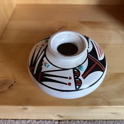 SIGNED CLAY WIND CHIME AND BOWL