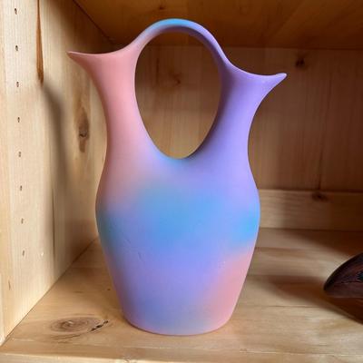COLORFUL WEDDING VASE AND SIGNED NAVAJO CLAY BEAR