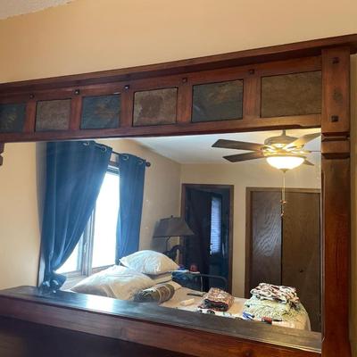 Dark wood long dresser with mirror