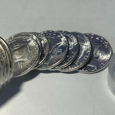 CHOICE BU ROLL OF (20) 1958 BRILLIANT UNCIRCULATED FRANKLIN SILVER HALF DOLLARS ORIGINAL! FREE DOMESTIC SHIPPING.