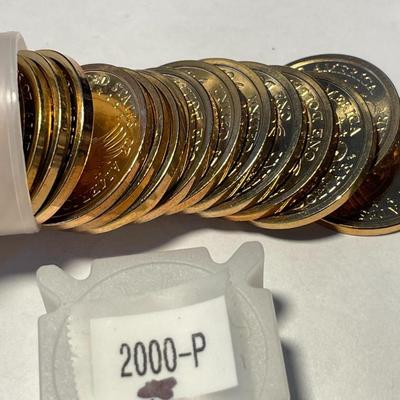 CHOICE BU ROLL OF (25) 2000-P BRILLIANT UNCIRCULATED/PL SACAGAWEA DOLLARS ORIGINAL! FREE DOMESTIC SHIPPING.