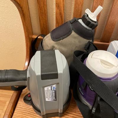 Canteens, cooler and spotlight