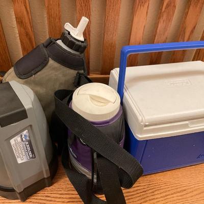 Canteens, cooler and spotlight