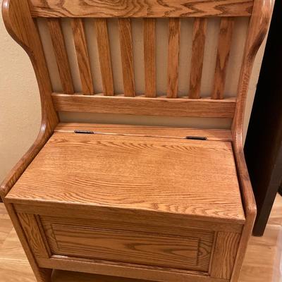 Small wood entry bench with storage
