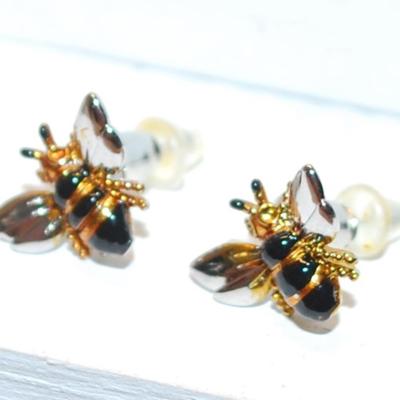 Black Wasp Earrings ( ½") with Post Attachment