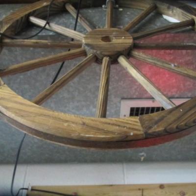 Approx 25" Wooden Wagon Wheel Barn Style