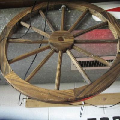 Approx 25" Wooden Wagon Wheel Barn Style