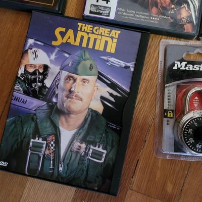 Set of 7 dvds and a new combo lock