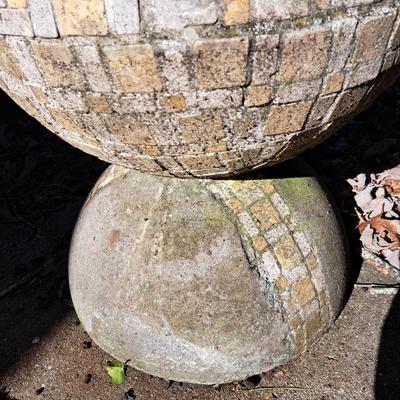 A Unique Cement & Tile Sculptural Garden Sphere (Y-SD)