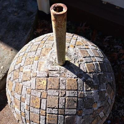 A Unique Cement & Tile Sculptural Garden Sphere (Y-SD)