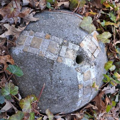 A Unique Cement & Tile Sculptural Garden Sphere (Y-SD)