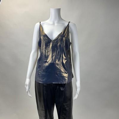 302 L'AGENCE Gabriel Silver/Blue Metallic Top Size LG