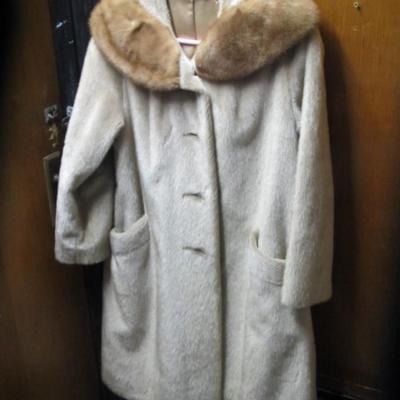 Vintage 60s La France Russel Taylor Brown and Tan Faux Fur Coat Large