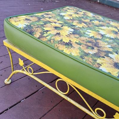 Vintage Parakeet Yellow Metal Chaise (P-SD)