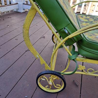 Vintage Parakeet Yellow Metal Chaise (P-SD)