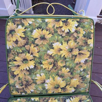 Vintage Parakeet Yellow Metal Chaise (P-SD)
