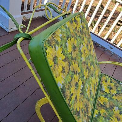 Vintage Parakeet Yellow Metal Chaise (P-SD)