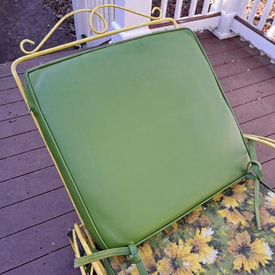 Vintage Parakeet Yellow Metal Chaise (P-SD)