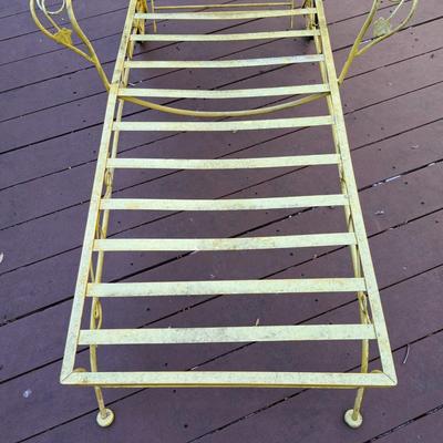 Vintage Parakeet Yellow Metal Chaise (P-SD)