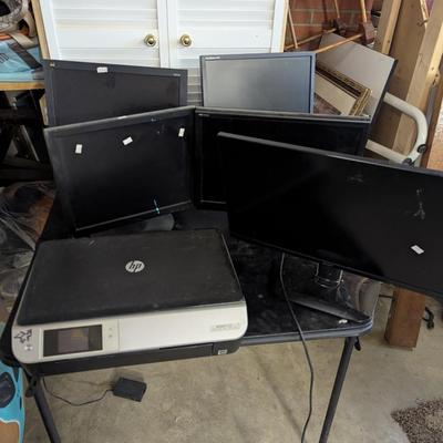 Variety Of Monitors & HP 5530 Print Scan Copy Photo Web