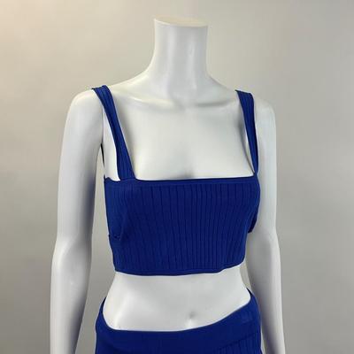 311 New CUSHNIE ET OCHS Blue 2pc. Ribbed Long Skirt & Bra Top