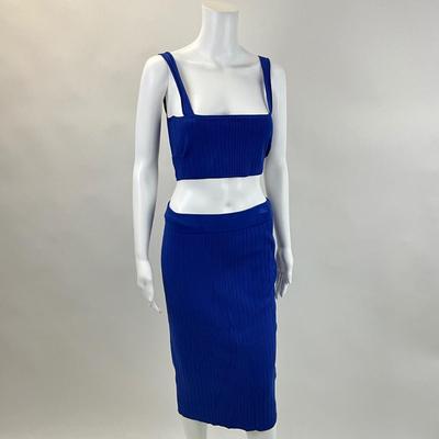 311 New CUSHNIE ET OCHS Blue 2pc. Ribbed Long Skirt & Bra Top