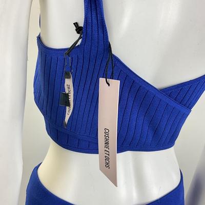 311 New CUSHNIE ET OCHS Blue 2pc. Ribbed Long Skirt & Bra Top
