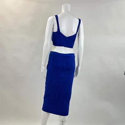 311 New CUSHNIE ET OCHS Blue 2pc. Ribbed Long Skirt & Bra Top