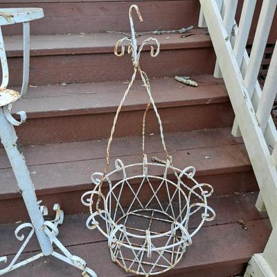 Five Distressed White Vintage Metal Planters (P-SD)