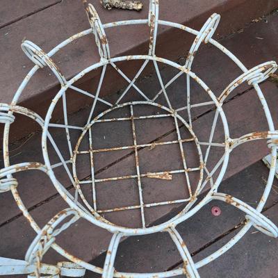 Five Distressed White Vintage Metal Planters (P-SD)