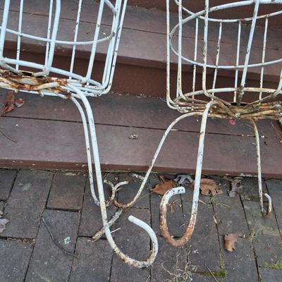 Five Distressed White Vintage Metal Planters (P-SD)