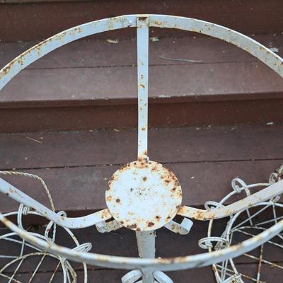 Five Distressed White Vintage Metal Planters (P-SD)