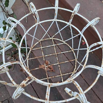 Five Distressed White Vintage Metal Planters (P-SD)