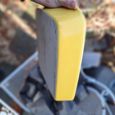 Yellow stoneware casserole dish