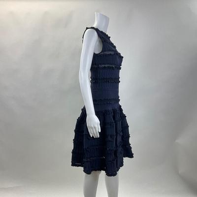 318 ALAÏA PARIS Navy Blue Ruched Sleeveless Dress Size 40