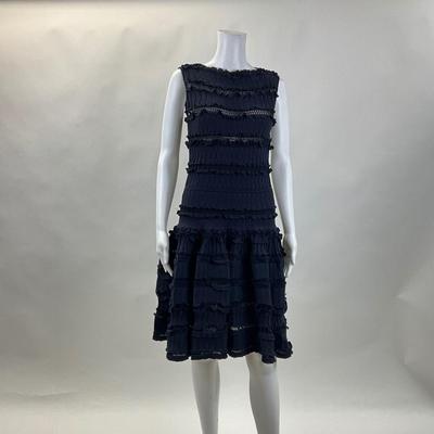 318 ALAÏA PARIS Navy Blue Ruched Sleeveless Dress Size 40
