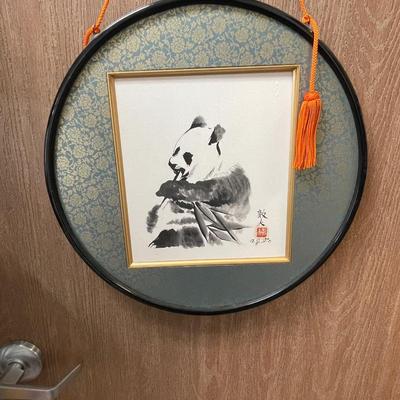 Woodblock Art: Panda with Bamboo