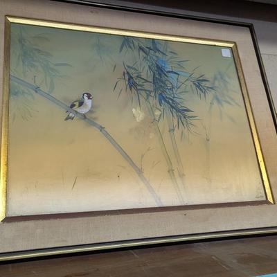 Signed Framed Bird & Bamboo
