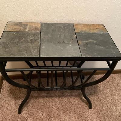 Metal and slate table