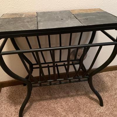 Metal and slate table